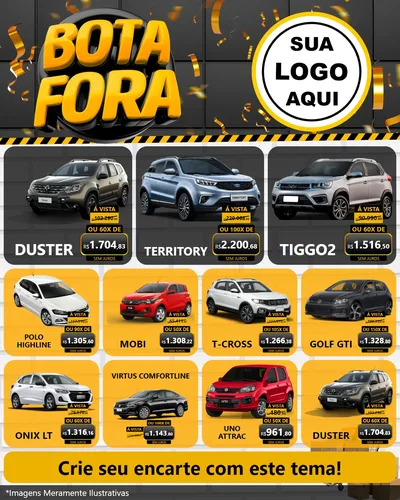Modelo de Rede Social para Feed Instagram com o tema Bota Fora para Concessionaria de Carros