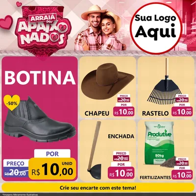 Modelo de Rede Social para Feed Facebook com o tema Arraiá dos Apaixonados - Junina para Agropecuária