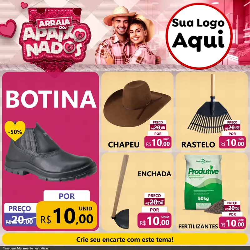 Modelo de Rede Social para Feed Facebook com o tema Arraiá dos Apaixonados - Junina para Agropecuária