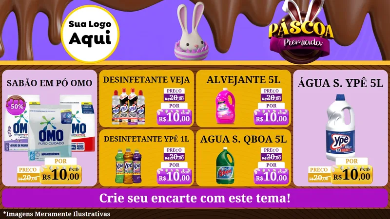 Modelo de TV para TV Horizontal com o tema Páscoa Premiada para Produtos de Limpeza