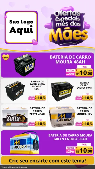 Modelo de TV para TV Vertical com o tema Ofertas Especiais - Mês das Mães para Baterias Elétricas