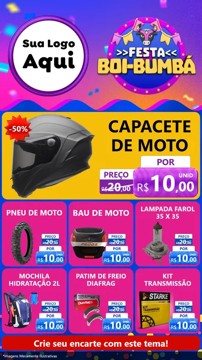 Modelo de Rede Social para Stories com o tema Festa Boi-Bumbá para Moto peças
