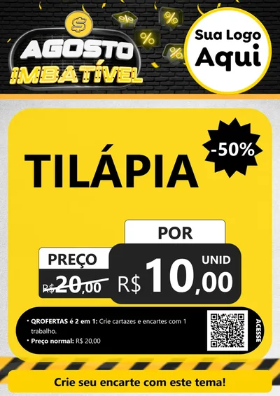 Modelo de Cartaz para Cartaz A4 Vertical com o tema Agosto Imbatível para Peixaria