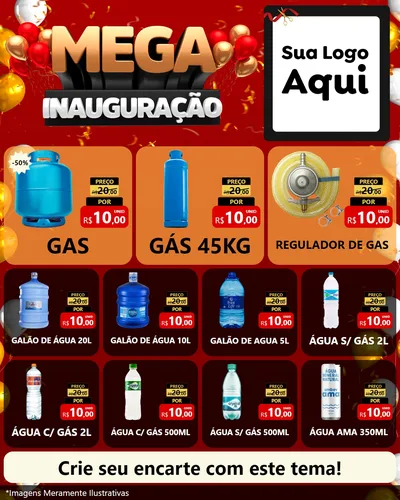 Modelo de Rede Social para Feed Instagram com o tema Mega Inauguração para Água e gás
