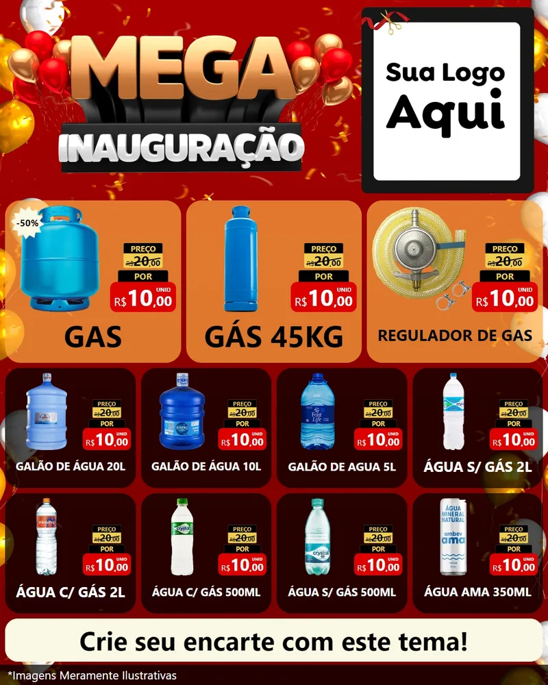 Modelo de Rede Social para Feed Instagram com o tema Mega Inauguração para Água e gás