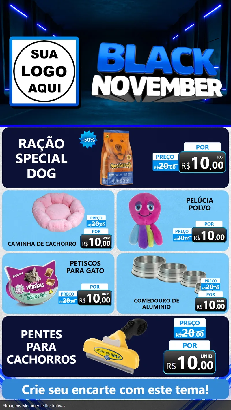 Modelo de TV para TV Vertical com o tema Black November para Pet Shop