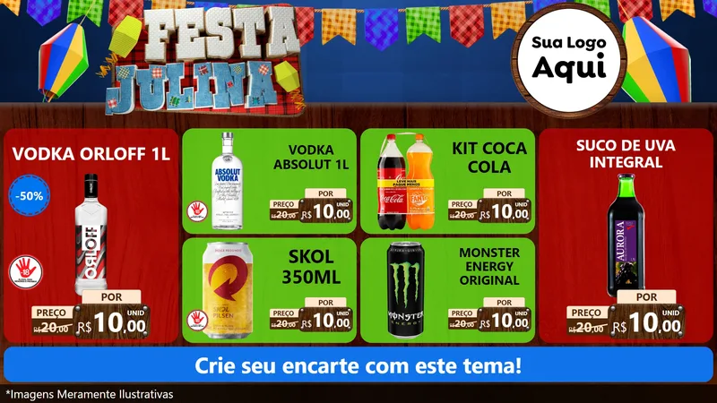 Modelo de TV para TV Horizontal com o tema Festa Julina para Distribuidora de bebidas