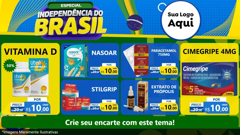 Modelo de TV para TV Horizontal com o tema Especial Independência do Brasil para Farmácia