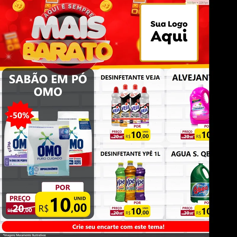 Modelo de Rede Social para Feed Facebook com o tema Mais Barato para Produtos de Limpeza
