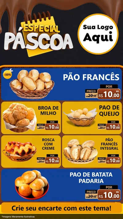 Modelo de TV para TV Vertical com o tema Especial Páscoa para Padaria