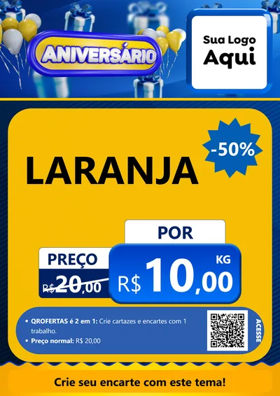 Modelo de Cartaz para Cartaz A4 Vertical com o tema Aniversário para Hortifrúti