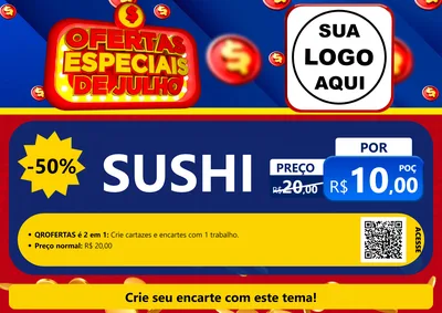 Modelo de Cartaz para Cartaz A4 Horizontal com o tema Ofertas Especiais de Julho para Comida japonesa