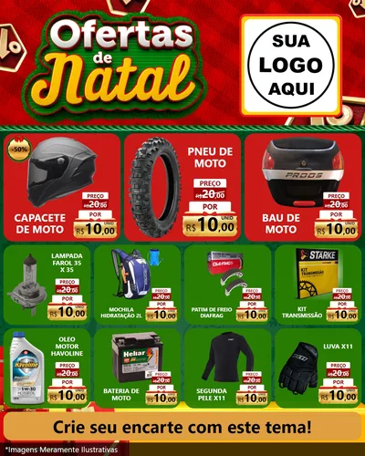 Modelo de Rede Social para Feed Instagram com o tema Ofertas de Natal para Moto peças