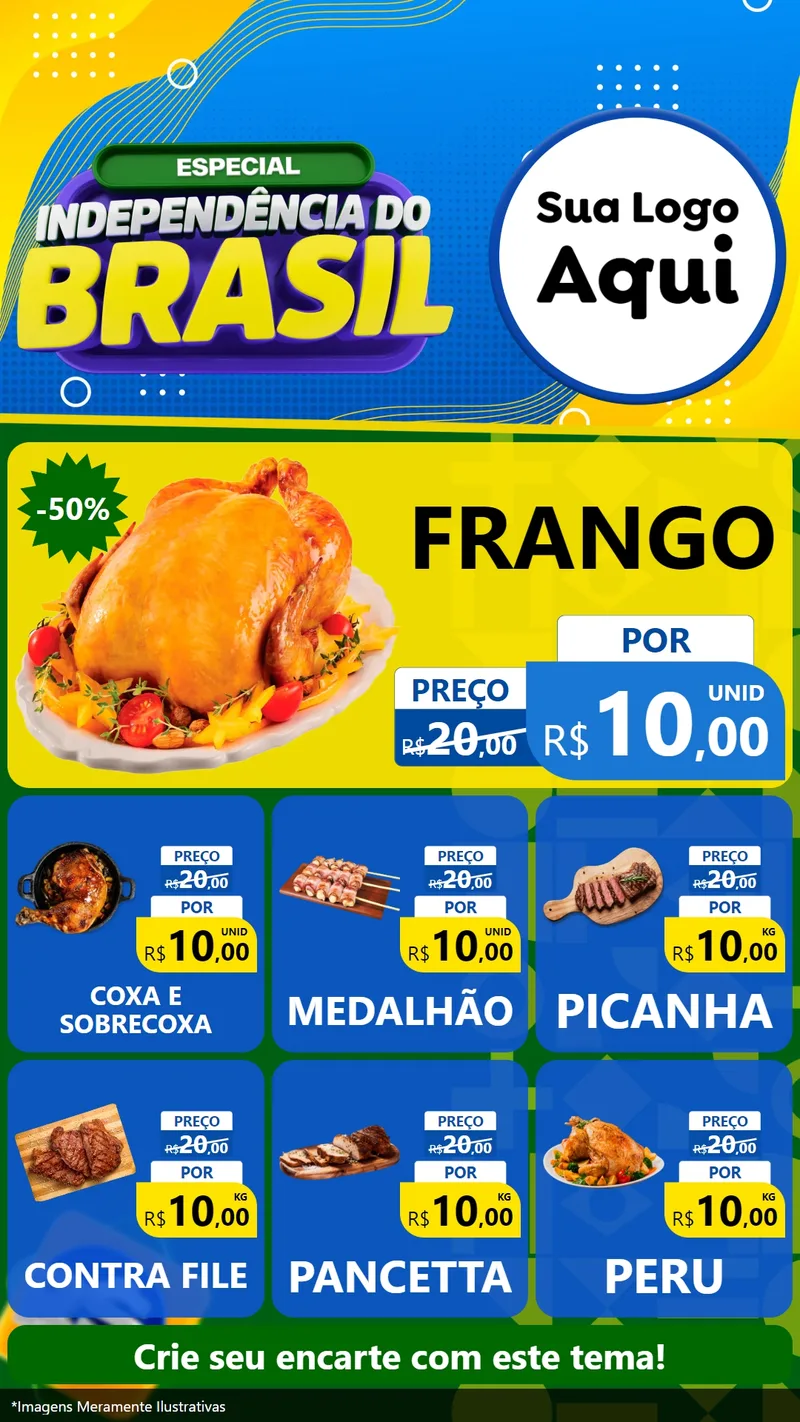 Modelo de Rede Social para Stories com o tema Especial Independência do Brasil para Assados