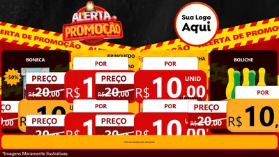 Modelo de TV para TV Horizontal com o tema Alerta de Promoção para Brinquedos