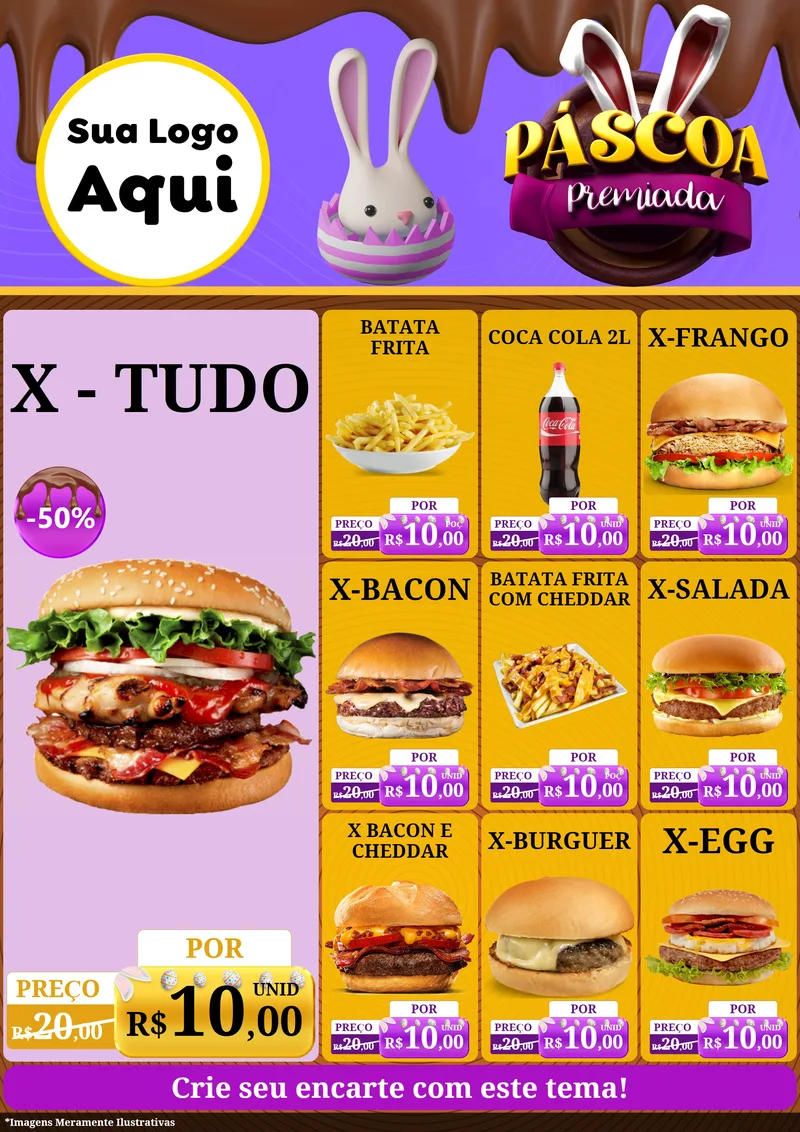 Modelo de Encarte para Encarte A4 Vertical com o tema Páscoa Premiada para Hamburgueria