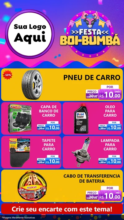 Modelo de TV para TV Vertical com o tema Festa Boi-Bumbá para Auto peças