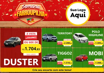 Modelo de Encarte para Encarte A4 Horizontal com o tema Semana Farroupilha para Concessionaria de Carros