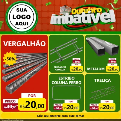 Modelo de Rede Social para Feed Facebook com o tema Outubro Imbatível para Ferragens