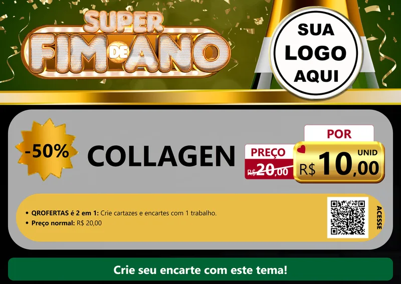 Modelo de Cartaz para Cartaz A4 Horizontal com o tema Super Fim de Ano para Suplementos alimentares