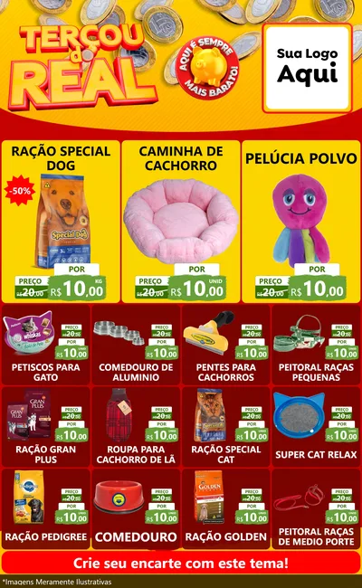 Modelo de Encarte para Encarte Grande com o tema Terçou do Real para Pet Shop