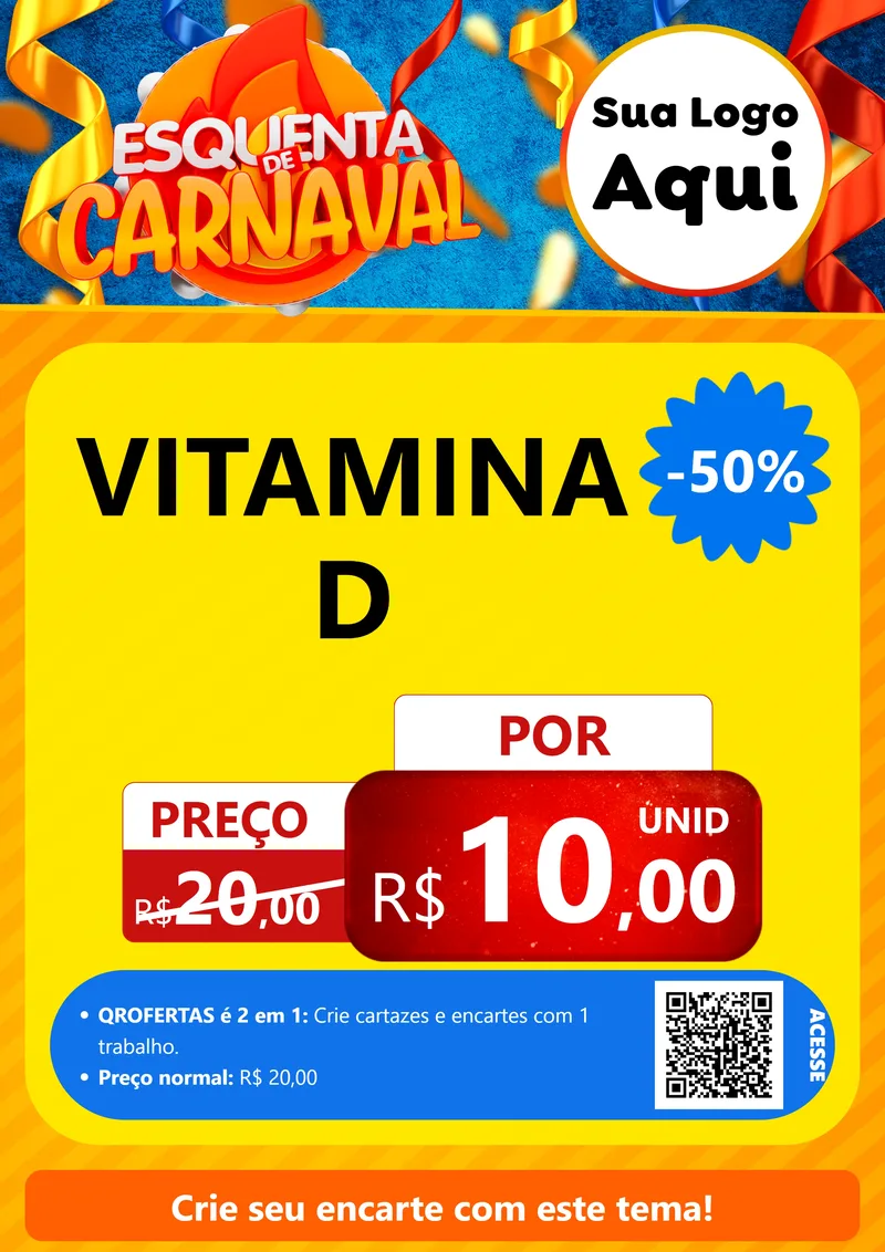 Modelo de Cartaz para Cartaz A4 Vertical com o tema Esquenta de Carnaval para Farmácia