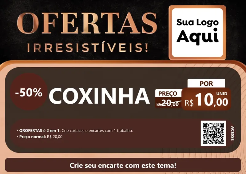 Modelo de Cartaz para Cartaz A4 Horizontal com o tema Ofertas Irresistíveis! para Salgadaria