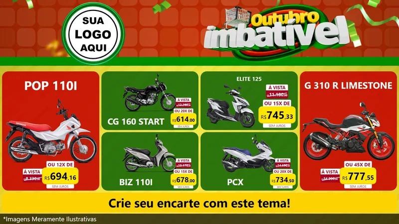 Modelo de TV para TV Horizontal com o tema Outubro Imbatível para Concessionaria de Motos
