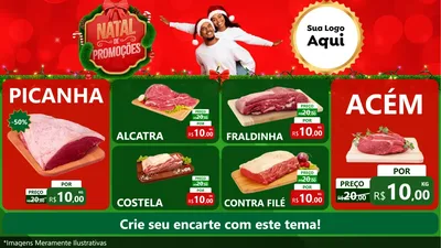 Modelo de TV para TV Horizontal com o tema Natal de Promoções para Açougue