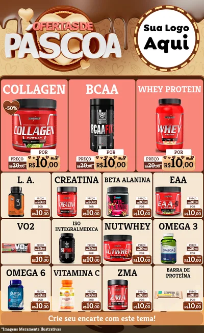 Modelo de Encarte para Encarte Grande com o tema Ofertas de Páscoa para Suplementos alimentares