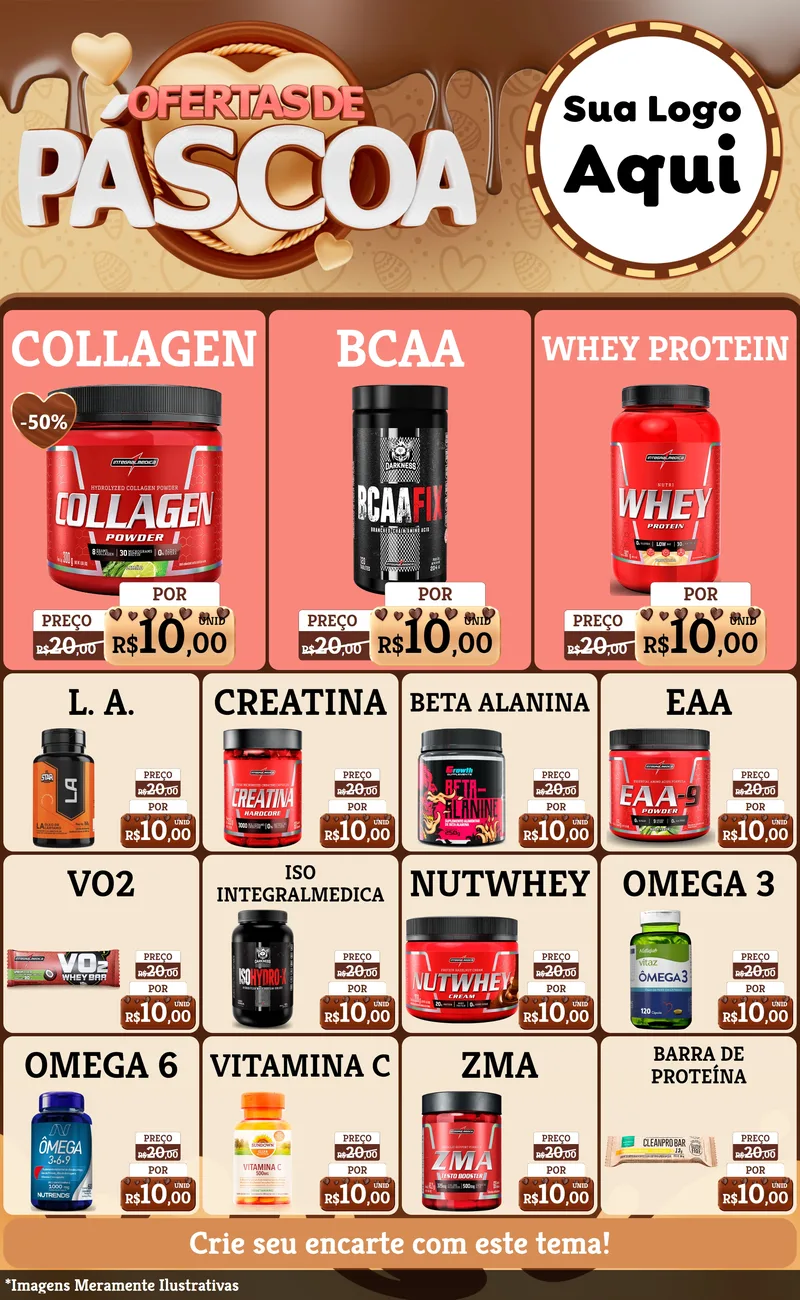 Modelo de Encarte para Encarte Grande com o tema Ofertas de Páscoa para Suplementos alimentares