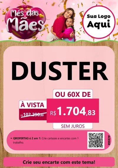 Modelo de Cartaz para Cartaz A4 Vertical com o tema Mês das Mães para Concessionaria de Carros