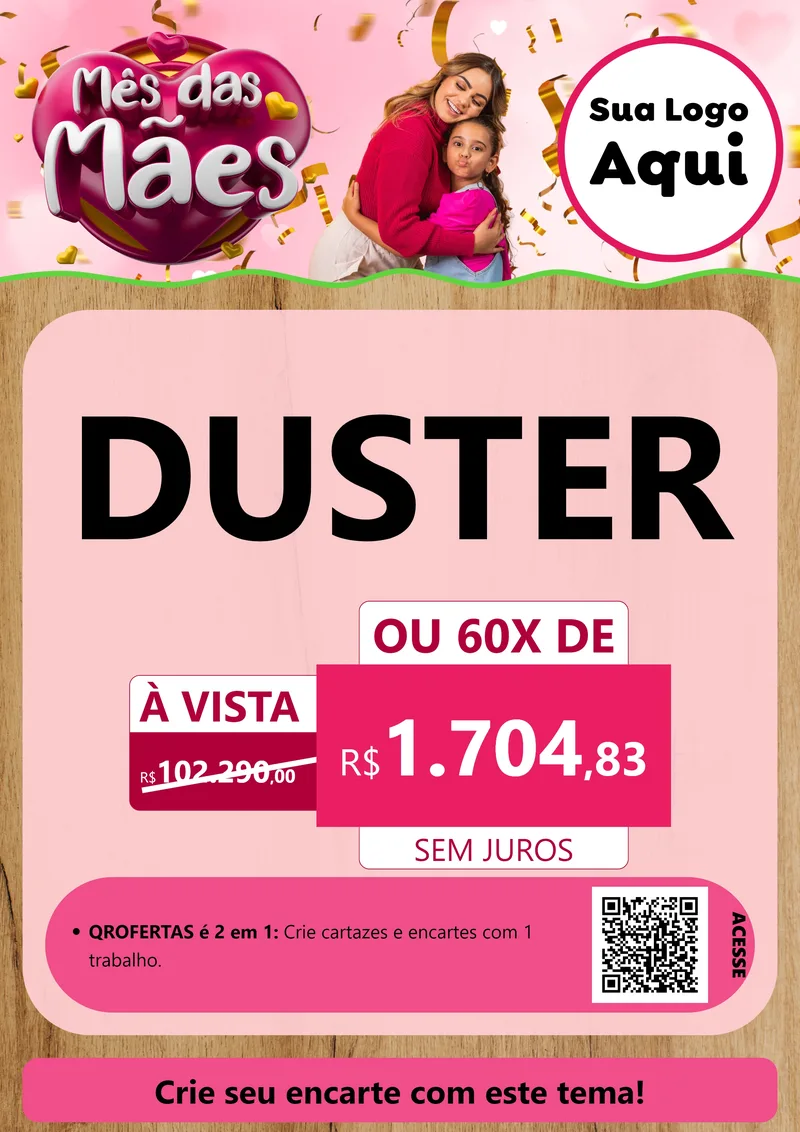 Modelo de Cartaz para Cartaz A4 Vertical com o tema Mês das Mães para Concessionaria de Carros