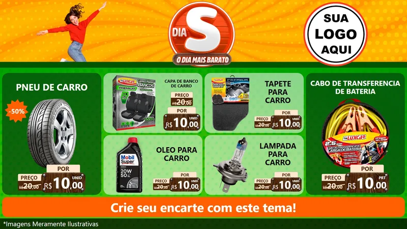 Modelo de TV para TV Horizontal com o tema Dia S - O Dia Mais Barato para Auto peças