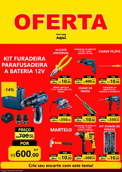 Modelo de Encarte para Encarte A4 Vertical com o tema OFERTA - Vermelho Cartaz para Maquinas e Ferramentas