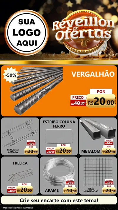 Modelo de Rede Social para Stories com o tema Réveillon de Ofertas para Ferragens