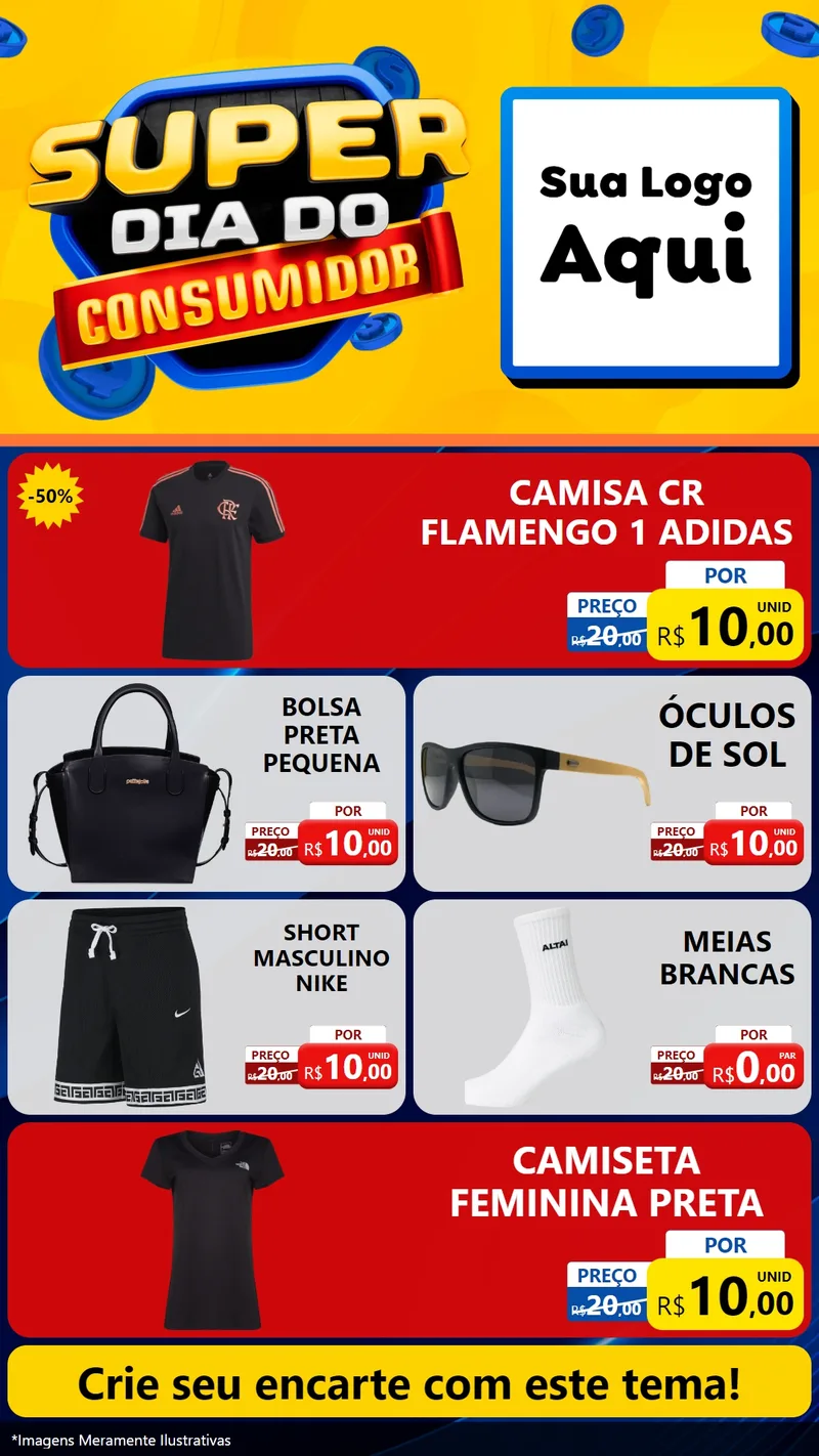 Modelo de TV para TV Vertical com o tema Super Dia do Consumidor para Roupas e acessórios