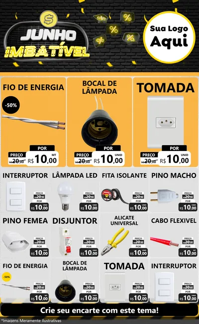 Modelo de Encarte para Encarte Grande com o tema Junho Imbatível para Materiais Elétricos