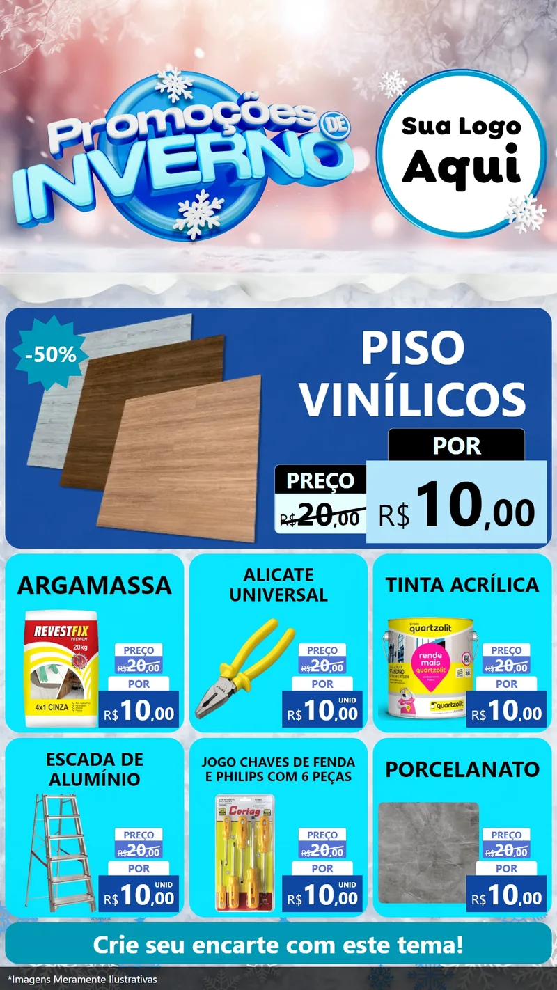 Modelo de Rede Social para Stories com o tema Promoções de Inverno para Material para Construção