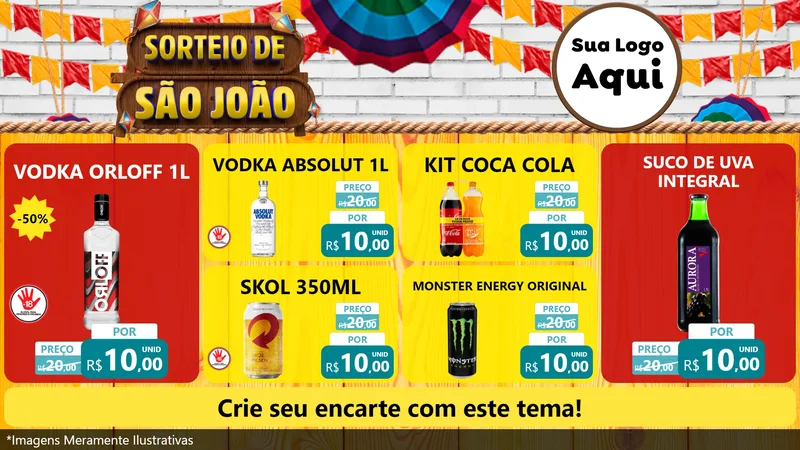 Modelo de TV para TV Horizontal com o tema Sorteio de São João para Distribuidora de bebidas
