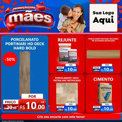 Modelo de Rede Social para Feed Facebook com o tema Promoção das Mães para Pisos e revestimentos