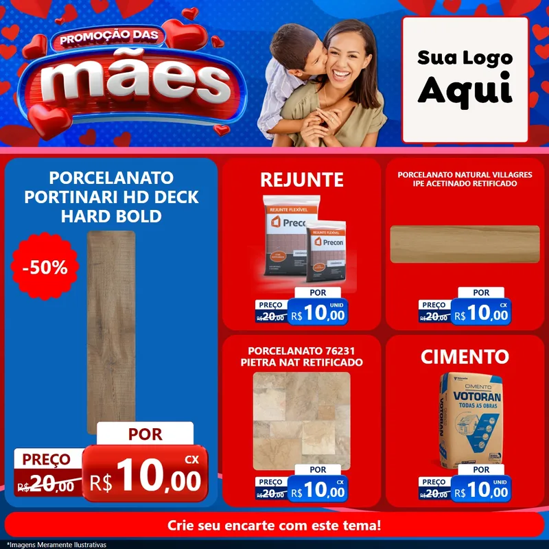 Modelo de Rede Social para Feed Facebook com o tema Promoção das Mães para Pisos e revestimentos