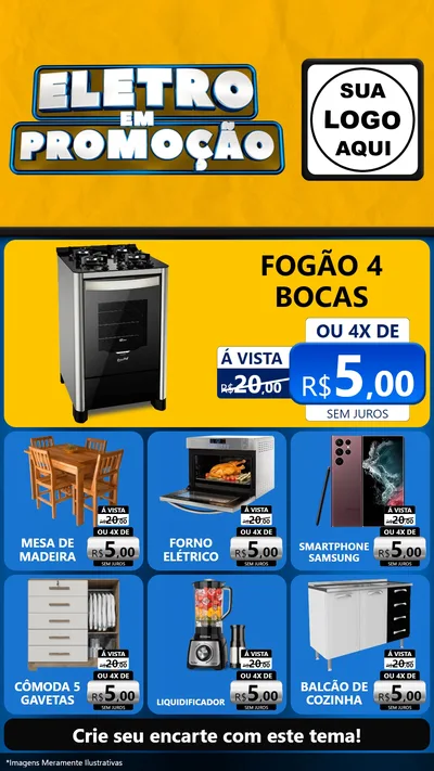 Modelo de Rede Social para Stories com o tema Eletro em Promoção para Móveis e Eletro
