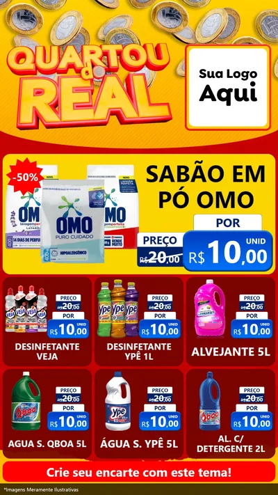 Modelo de Rede Social para Stories com o tema Quartou do Real para Produtos de Limpeza