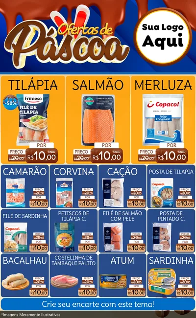 Modelo de Encarte para Encarte Grande com o tema Ofertas de Páscoa para Peixaria