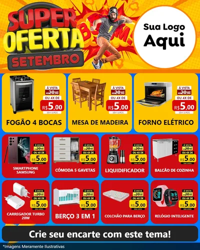 Modelo de Rede Social para Feed Instagram com o tema Super Oferta Setembro para Móveis e Eletro