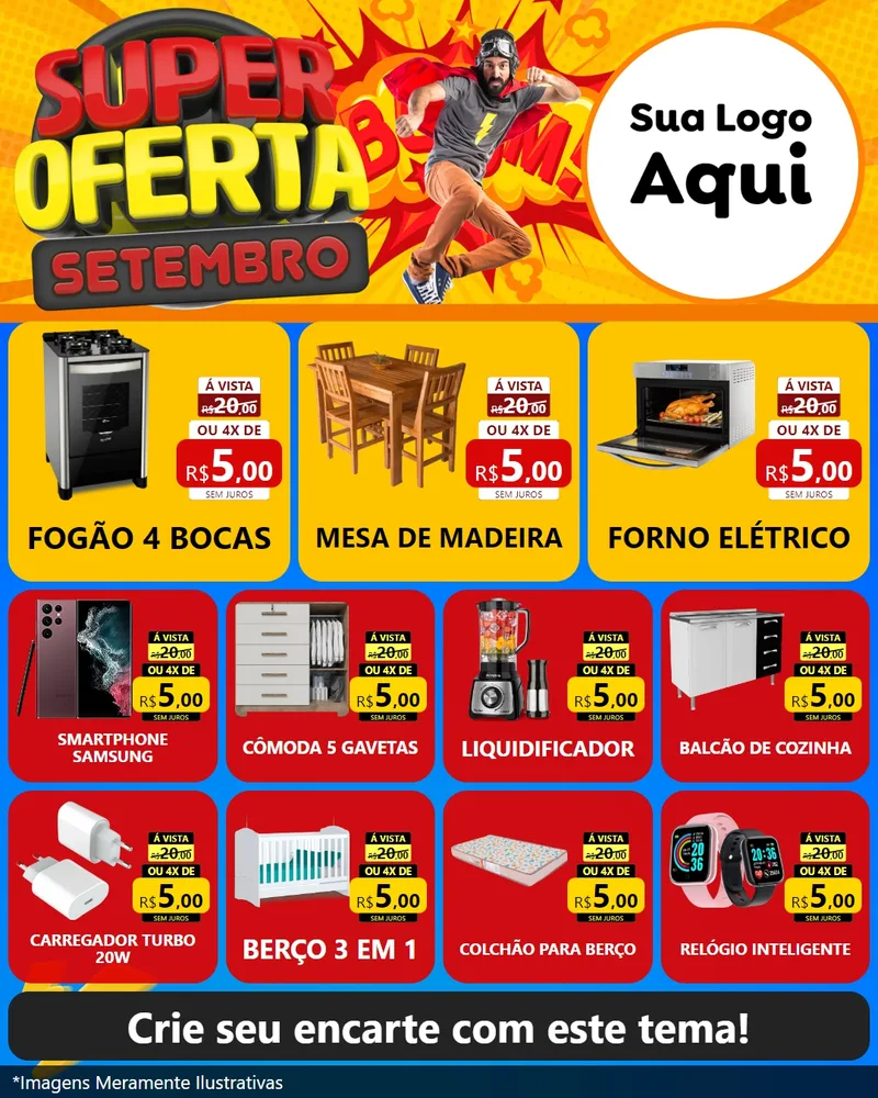 Modelo de Rede Social para Feed Instagram com o tema Super Oferta Setembro para Móveis e Eletro