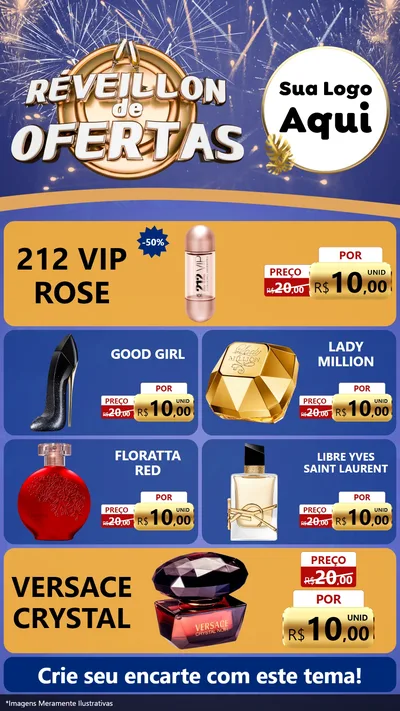 Modelo de TV para TV Vertical com o tema Réveillon de Ofertas para Perfumes