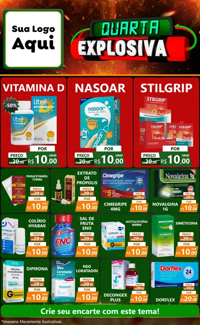 Modelo de Encarte para Encarte Grande com o tema Quarta Explosiva para Farmácia