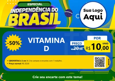 Modelo de Cartaz para Cartaz A4 Horizontal com o tema Especial Independência do Brasil para Farmácia